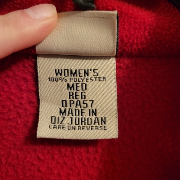 L.L. Bean Red Nordic Fair Isle Full Zip Fleece Jacket - Picture 10 of 11